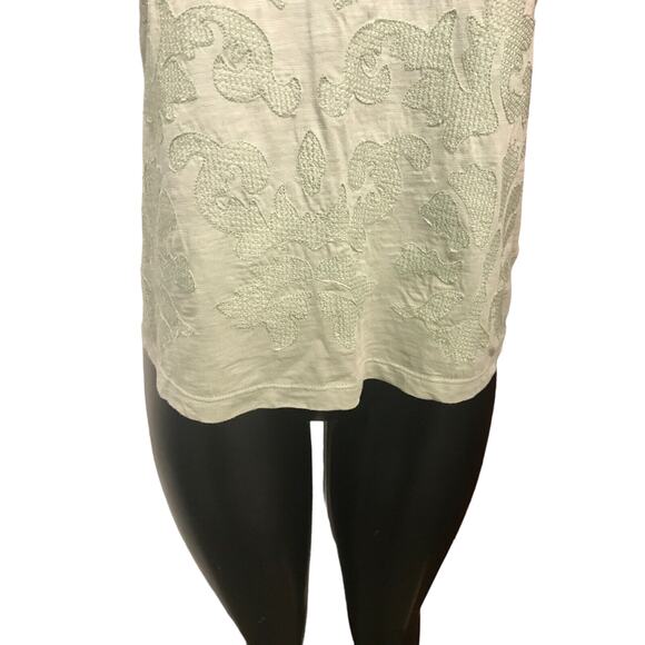 Small Chicos Womens Light Green Cotton Tank Top Pattern Raw Edge Neckline - Picture 3 of 8